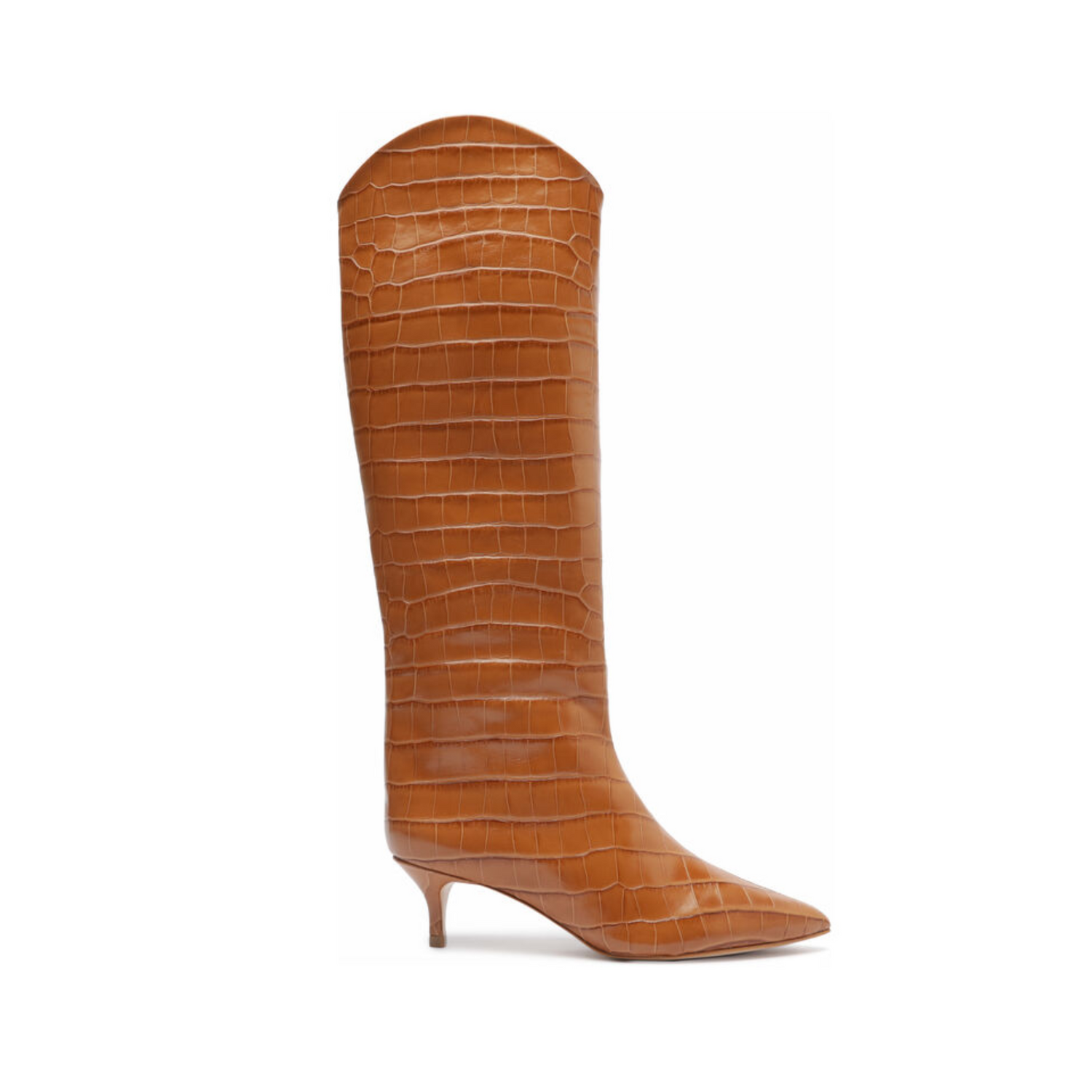 Maryana Lo Crocodile-Embossed Leather Boot Boots FALL 23 5 Honey Peach Crocodile-Embossed Leather - Schutz Shoes