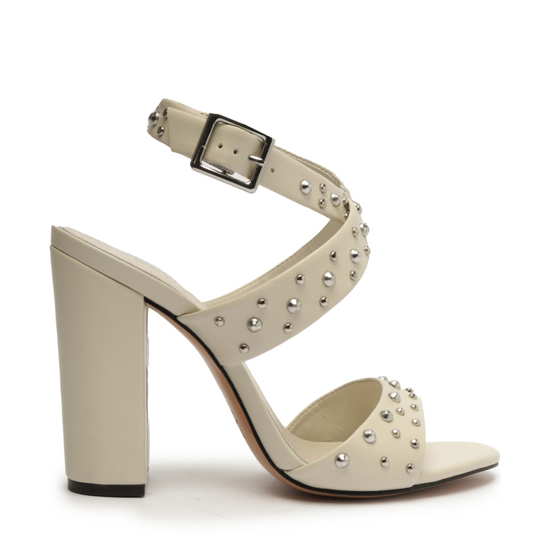 Lizzy Block Leather Sandal Sandals FALL 23 5 Pearl Leather - Schutz Shoes