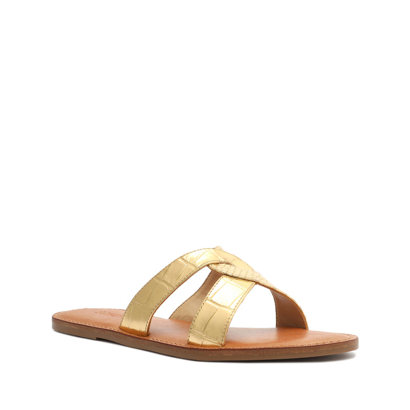 Rita Metallic Leather Sandal Flats High Summer 23    - Schutz Shoes