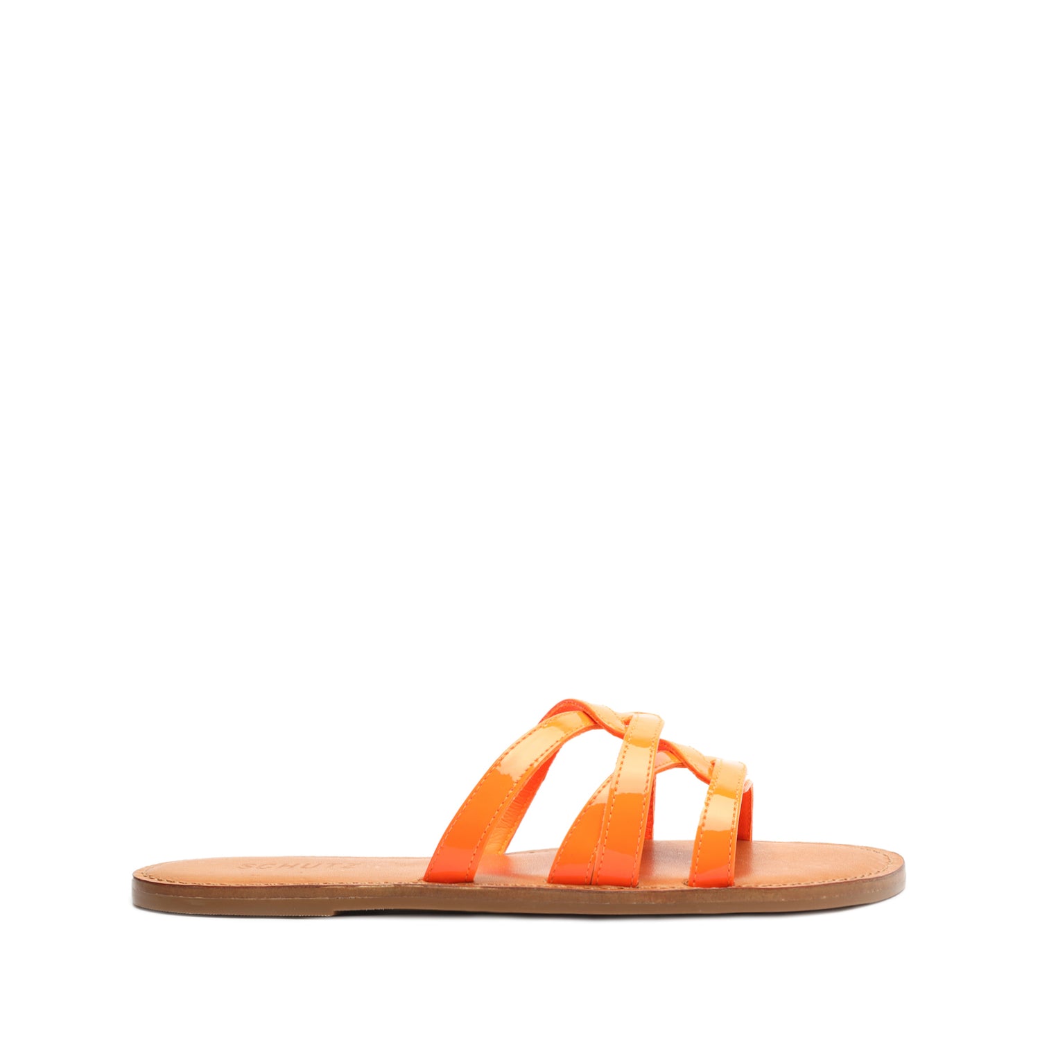 Lyta Patent Leather Sandal Flats OLD 5 Orange Patent Leather - Schutz Shoes