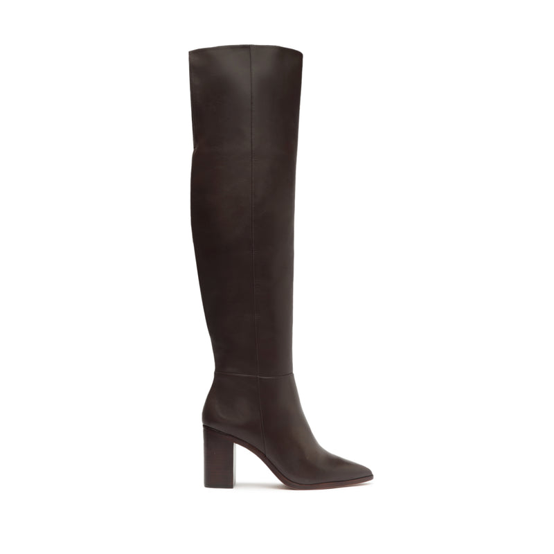 Mikki Block Over the Knee Leather Boot Boots Fall 23 5 Dark Chocolate Atanado Leather - Schutz Shoes