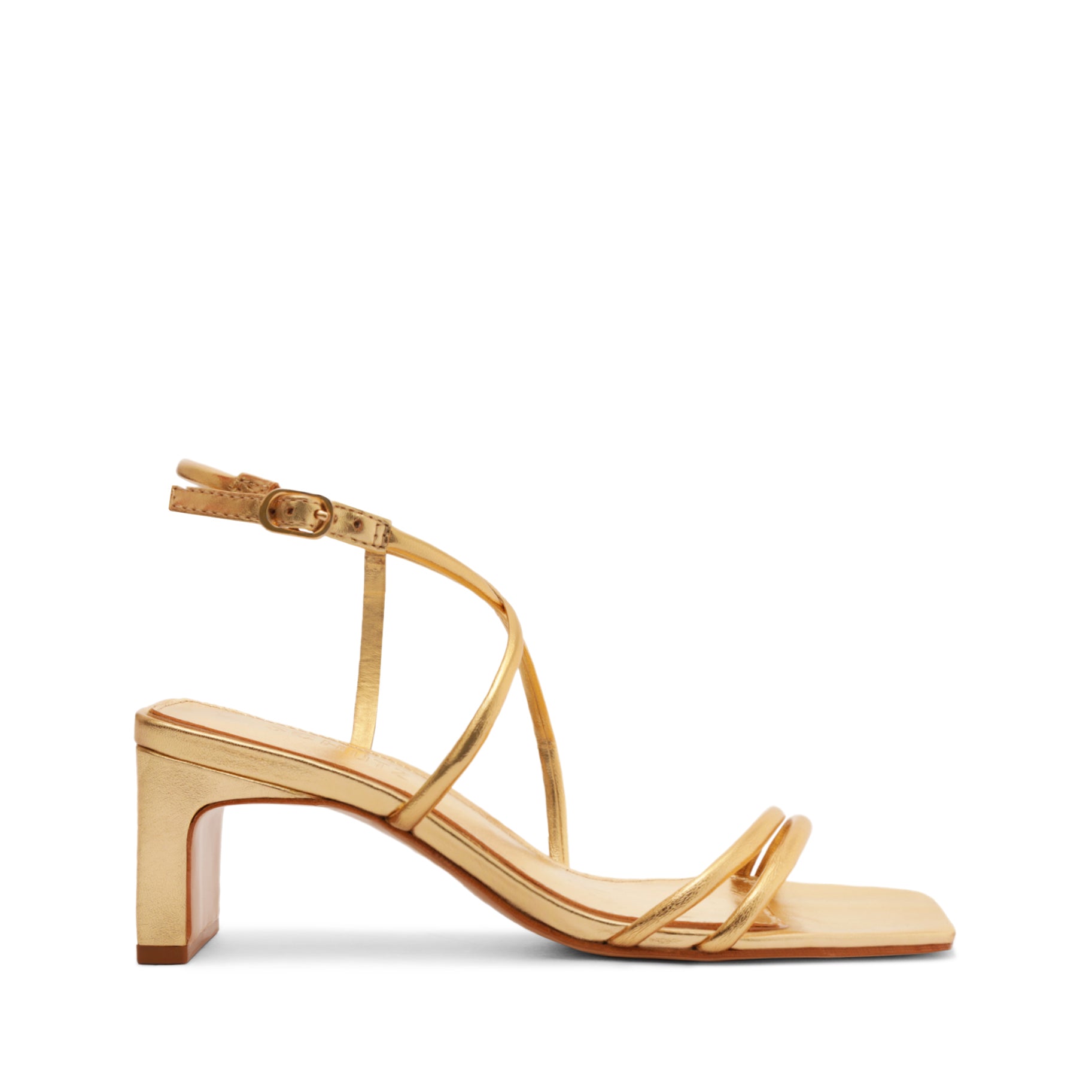 Aimee Block Sandal Gold Leather SCHUTZ