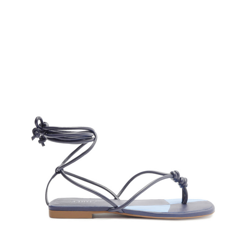 Poppy Flat Sandal Flats High Summer 24 5 Blue Deluxe Nappa - Schutz Shoes