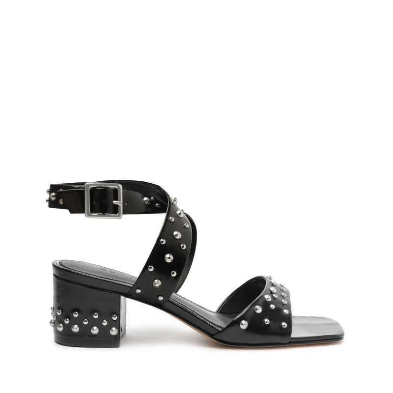 Lizzy Mid Block Leather Sandal Sandals FALL 23 5 Black Leather - Schutz Shoes