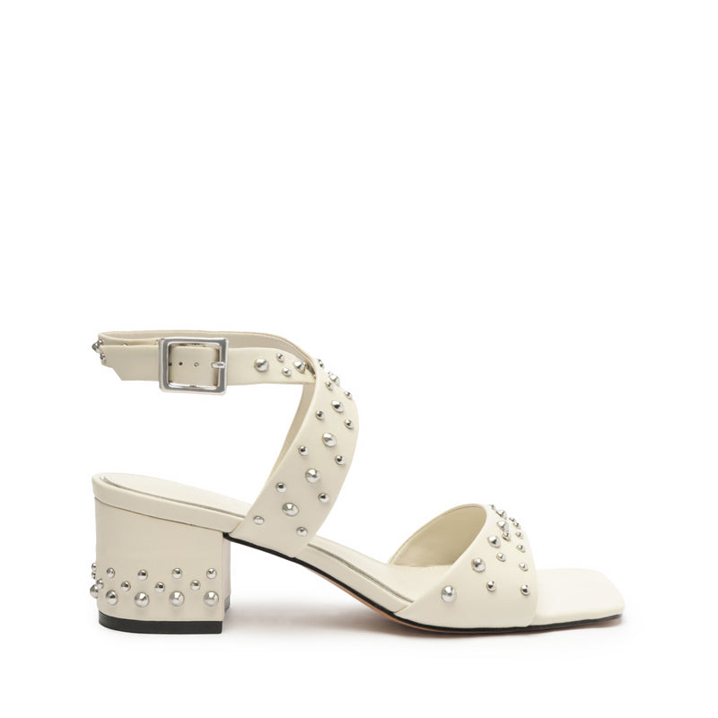 Lizzy Mid Block Leather Sandal Sandals FALL 23 5 Pearl Leather - Schutz Shoes