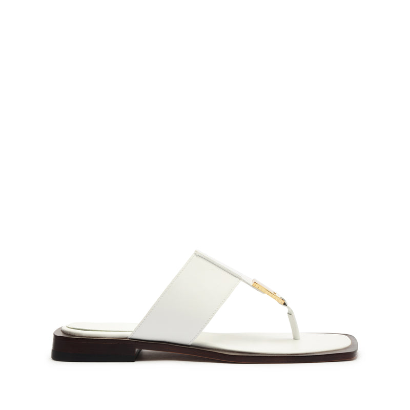 Salma Leather Flat Sandal Flats High Summer 24 5 White Atanado Leather - Schutz Shoes