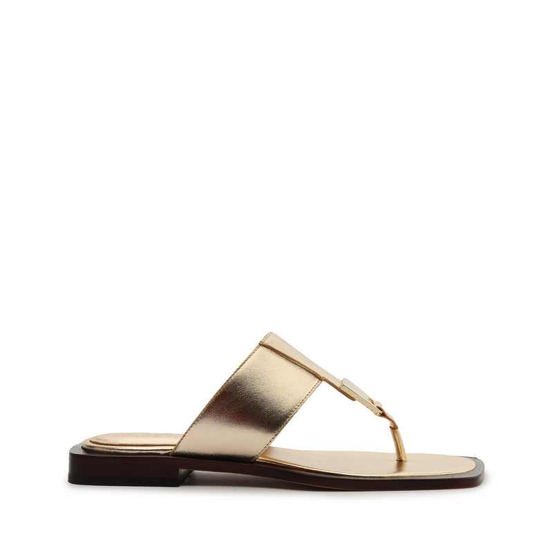 Salma Metallic Leather Flat Sandal