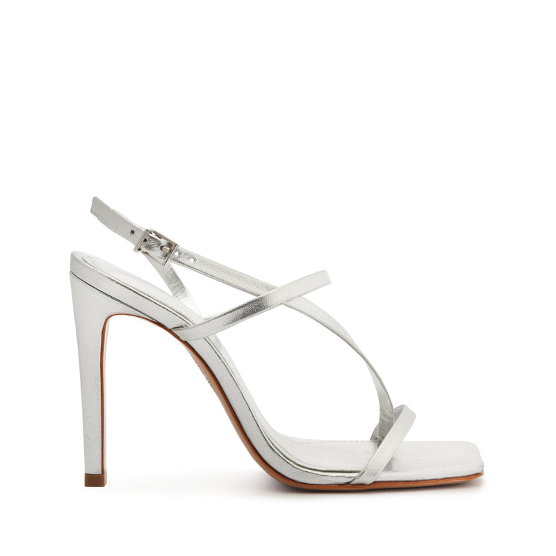 Heloise High Metallic Leather Sandal Sandals Spring 24 5 Silver Metallic Leather - Schutz Shoes