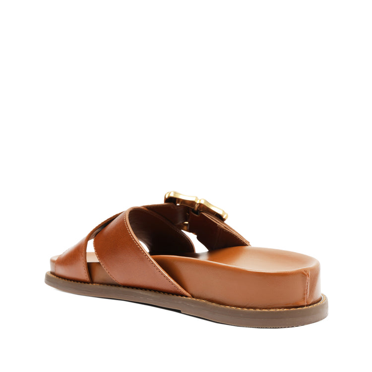 Enola Crossed Atanado Leather Sandal Flats Spring 24    - Schutz Shoes