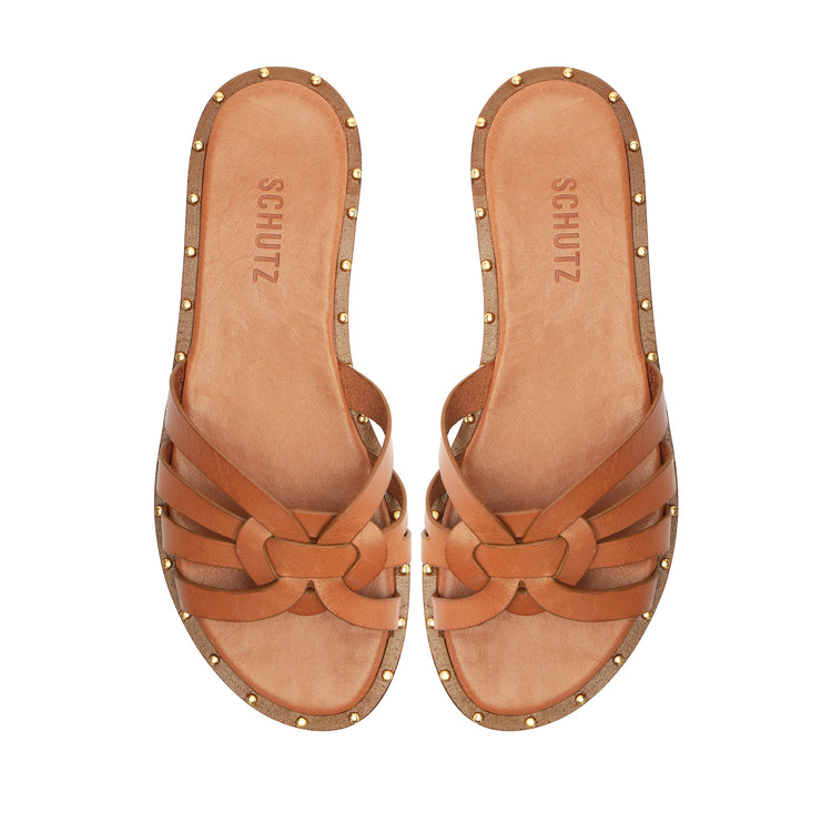 Phoenix Flat Leather Sandal Flats Spring 24    - Schutz Shoes