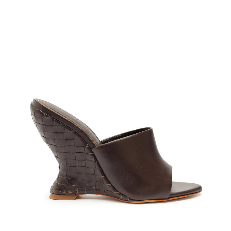 Aprill Woven Leather Sandal Sandals Resort 24 5 Dark Chocolate Atanado Leather - Schutz Shoes