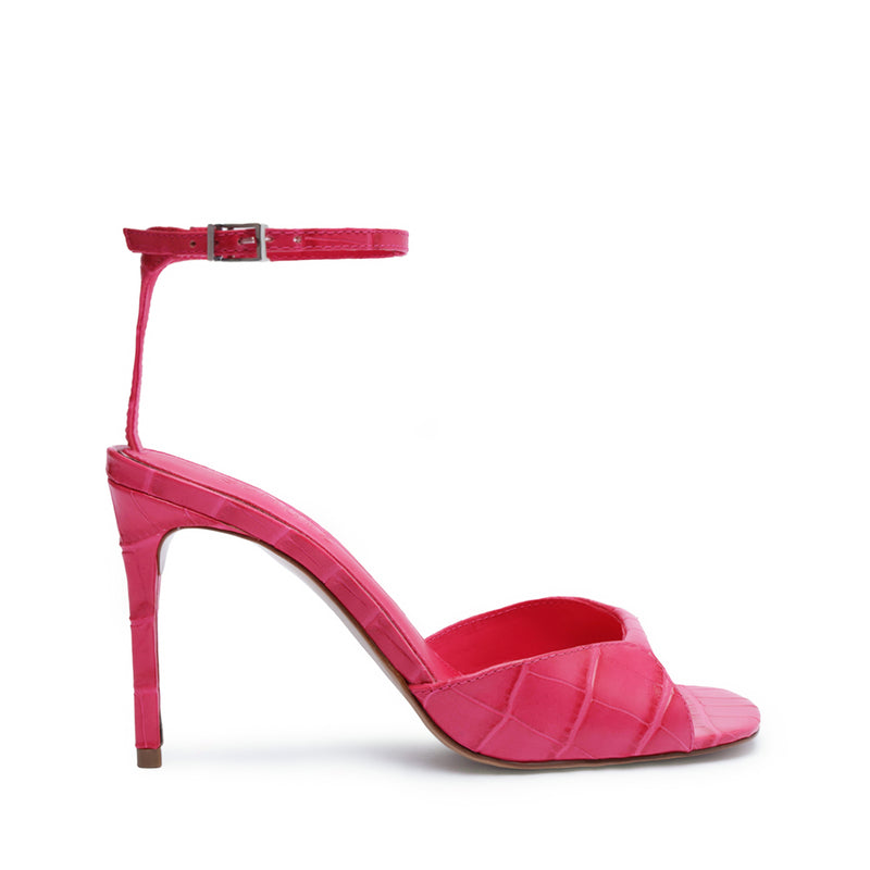 Nora Crocodile-Embossed Leather Sandal Sandals Resort 24 5 Paradise Pink Crocodile-Embossed Leather - Schutz Shoes