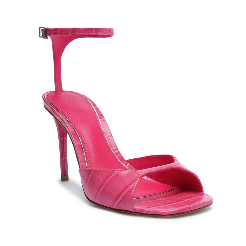 Nora Crocodile-Embossed Leather Sandal Sandals Resort 24    - Schutz Shoes