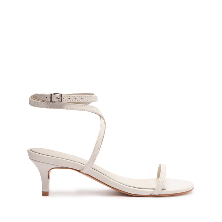 Sherry Leather Sandal Sandals FALL 23 5 Pearl Crocodile-Embossed Leather - Schutz Shoes