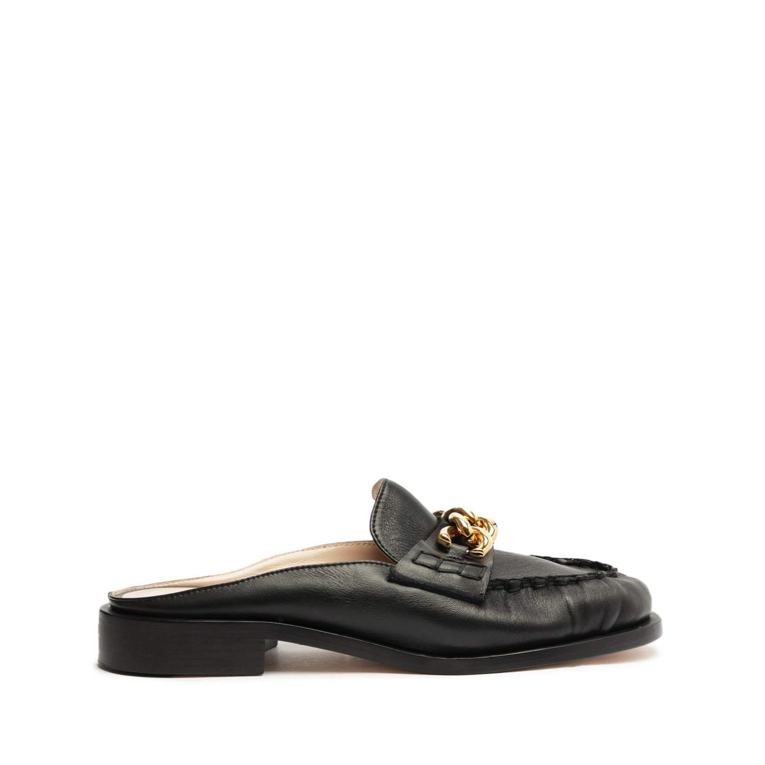 Luca Chain Leather Flat Flats WINTER 23 5 Black Nappa Leather - Schutz Shoes