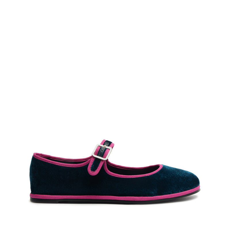 Clarissa Velvet Flat Flats FALL 23 5 Deep Blue Velvet - Schutz Shoes