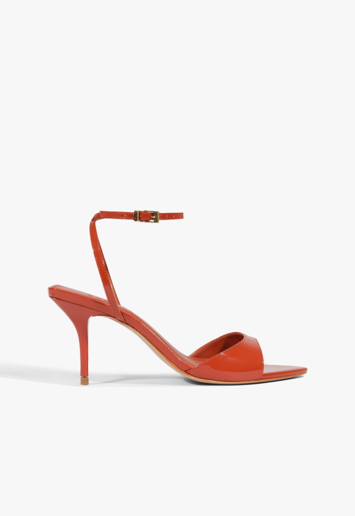 Elodie Buckle Brown Mid Stiletto Heel Sandal – SCHUTZ