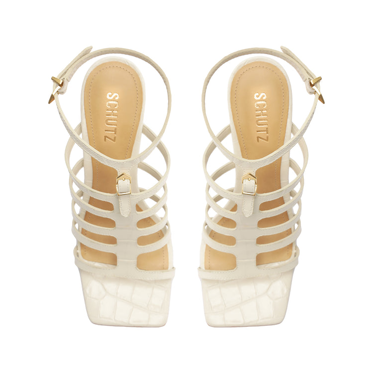 Hayden Crocodile-Embossed Leather Sandal Sandals Spring 24    - Schutz Shoes