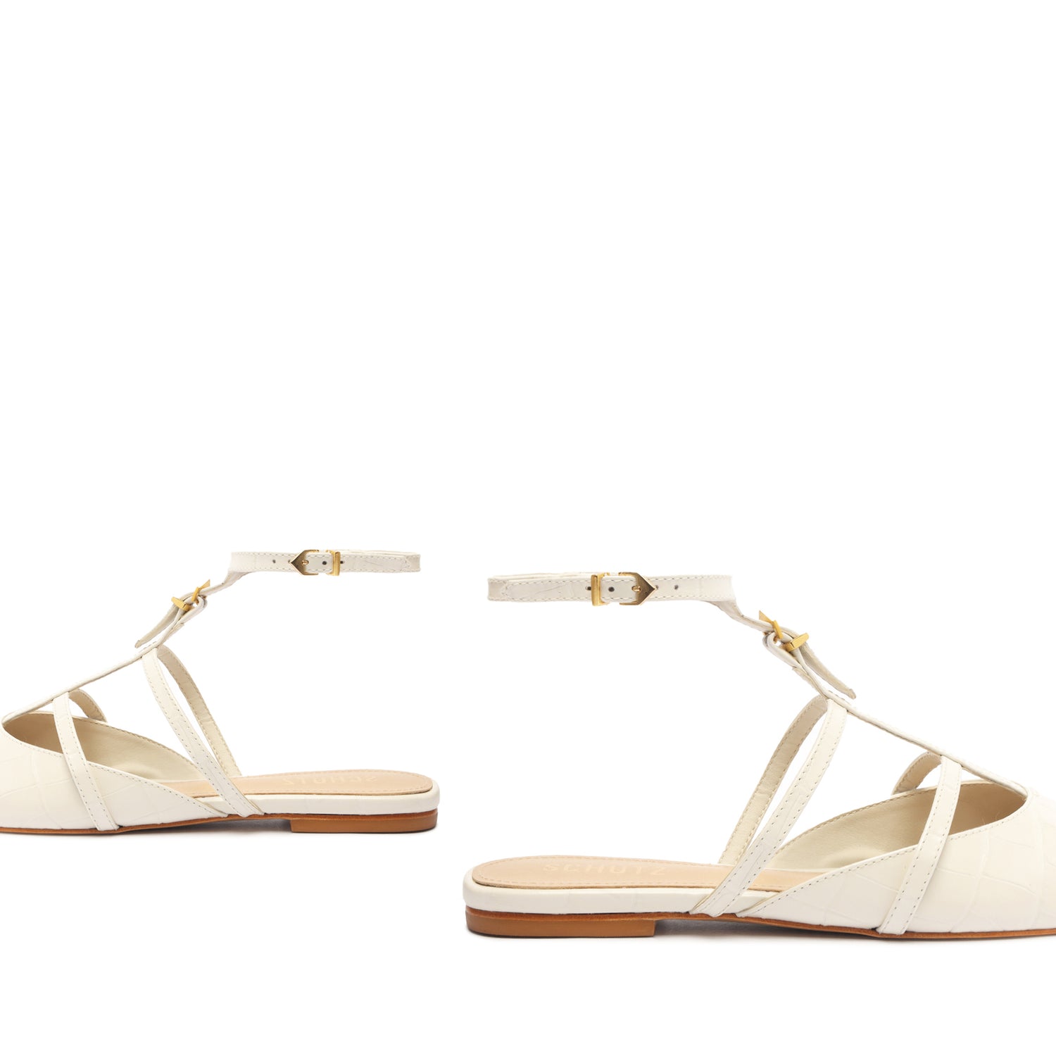 Hayden Ballet Crocodile-Embossed Leather Flat Flats Spring 24    - Schutz Shoes