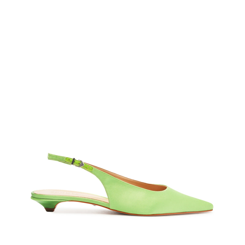 Evan Casual Satin Flat Flats Spring 24 5 Green Satin - Schutz Shoes