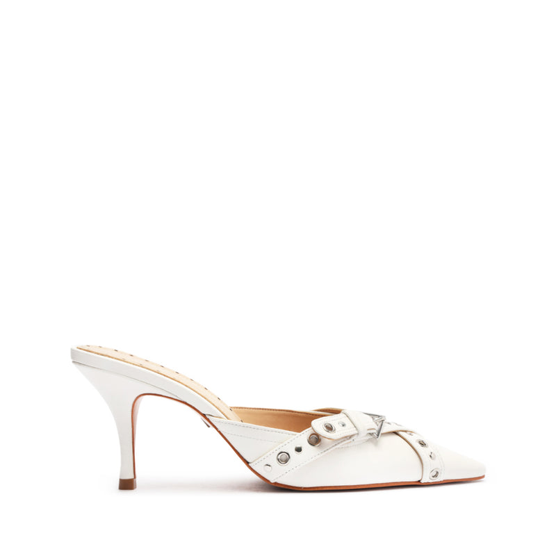 Vinnie Mule Leather Pump Pumps Pre Fall 24 5 White Nappa Leather - Schutz Shoes
