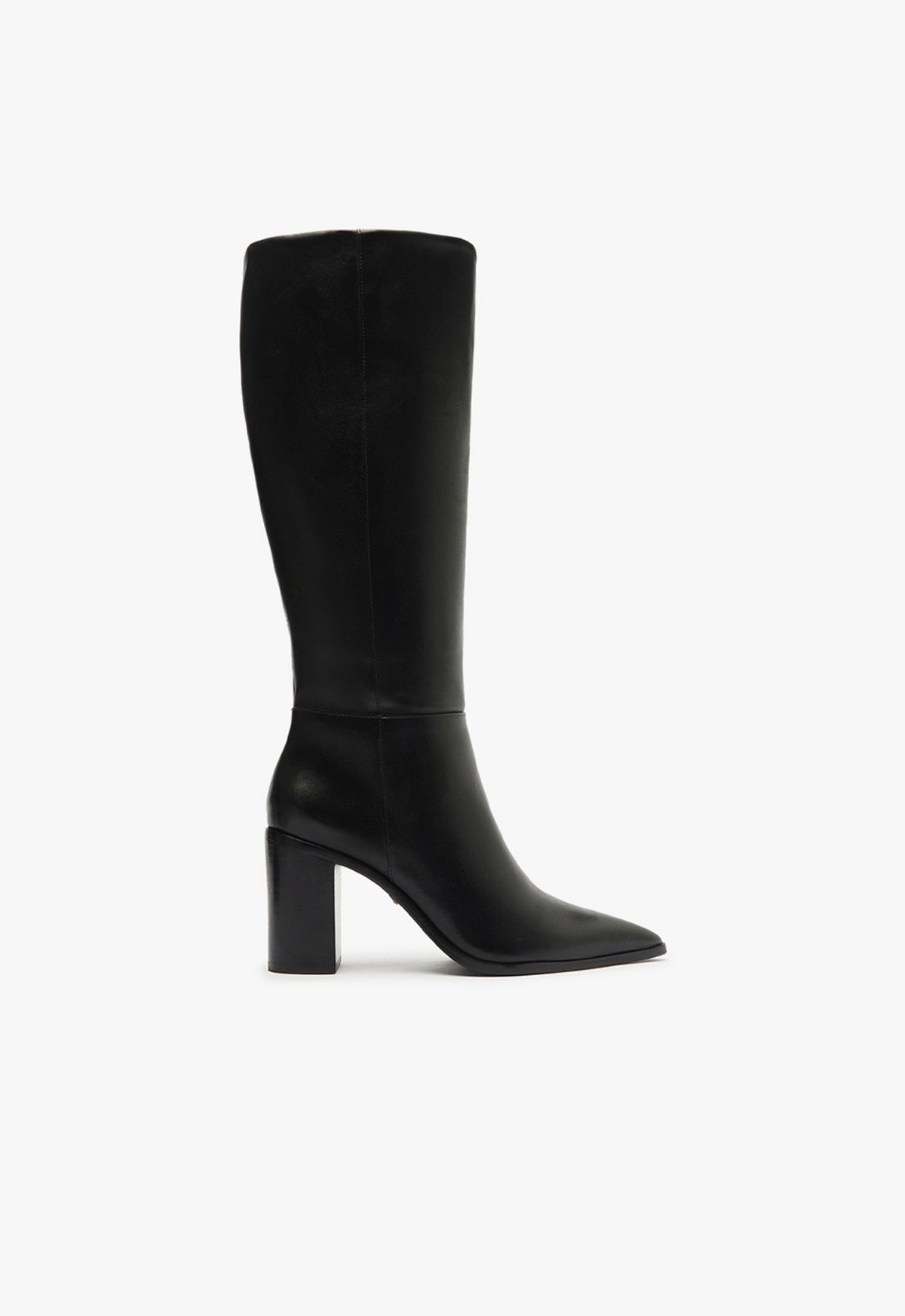 Mikki Up Pointed Toe Block Knee High Boot Black Leather – SCHUTZ