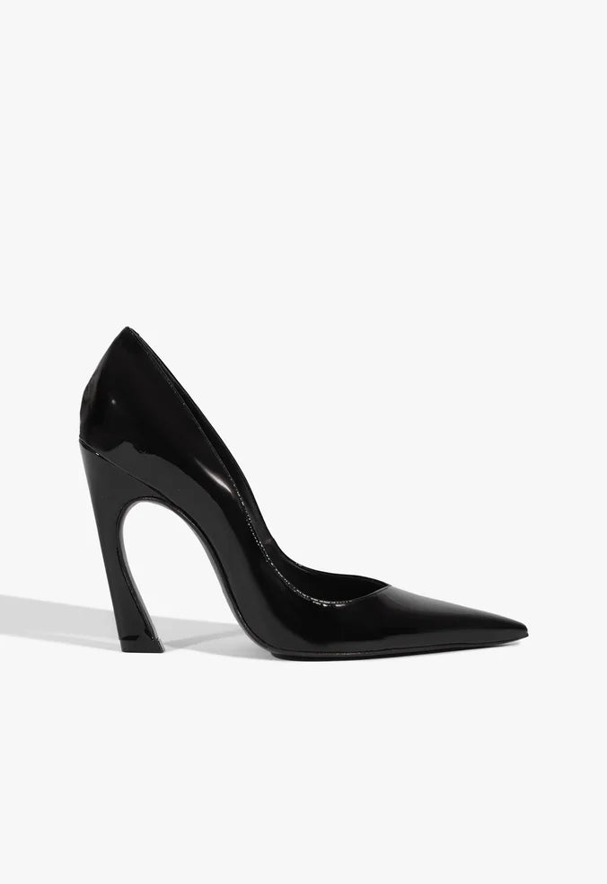Lexi Patent Leather Pump Black Sculptural Heel – SCHUTZ