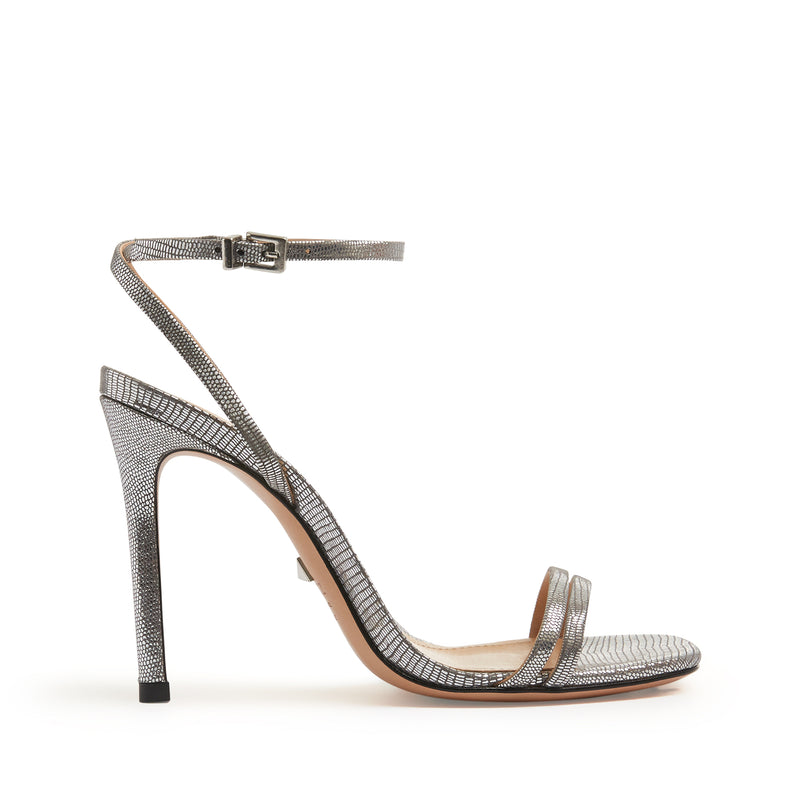 Altina Embossed-Leather Sandal Sandals ESSENTIAL 5 Prata Silver Lizard Embossed Leather - Schutz Shoes
