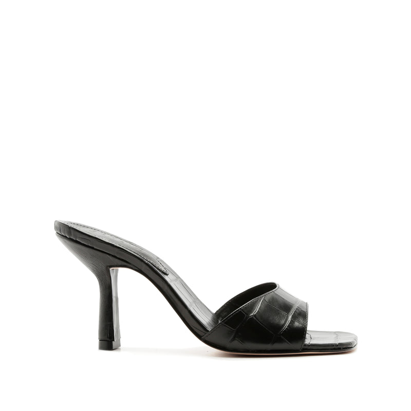 Posseni Sandal Sandals FALL 24 5 Black Crocodile Effect Leather - Schutz Shoes