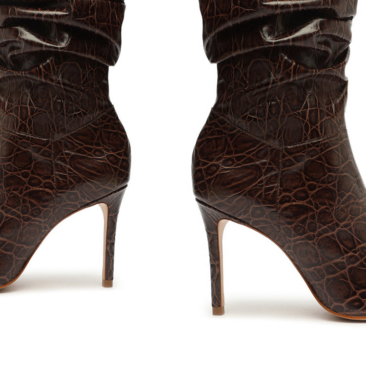 Ashlee Crocodile-Embossed Leather Bootie Booties OLD    - Schutz Shoes