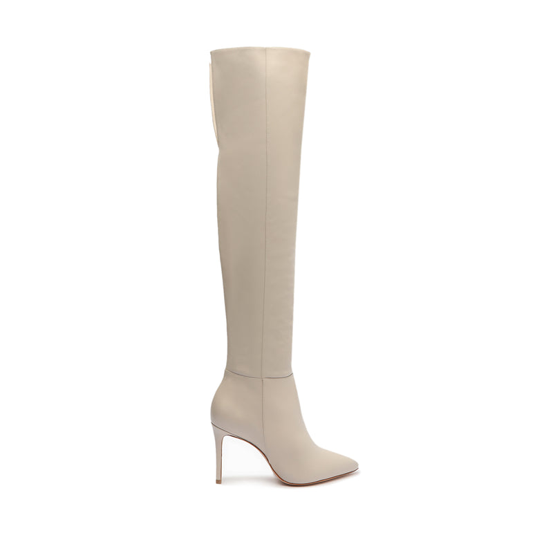 Mikki Over the Knee Leather Boot Boots Fall 23 5 Cream Atanado Leather - Schutz Shoes