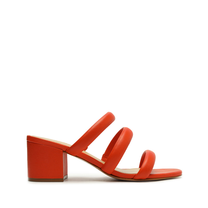 Olly Mid Block Nappa Leather Sandal Sandals Pre Fall 22 5 Bright Orange Nappa Leather - Schutz Shoes