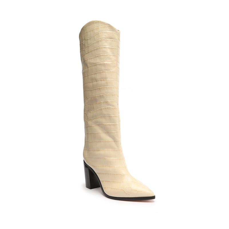 Maryana Block Crocodile-Embossed Leather Boot Boots CO    - Schutz Shoes