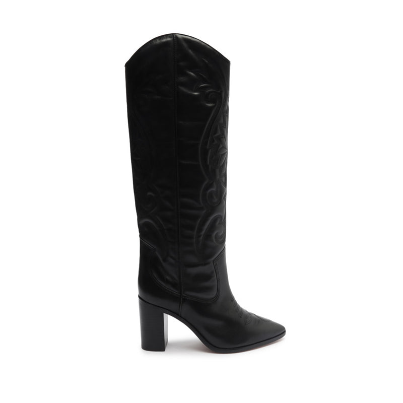 Maryana Block West Boot Boots Open Stock 5 Black Leather - Schutz Shoes