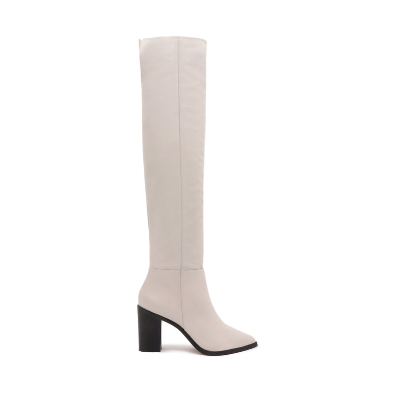 Mikki Block Over the Knee Leather Boot Boots Fall 23 5 Cream Atanado Leather - Schutz Shoes