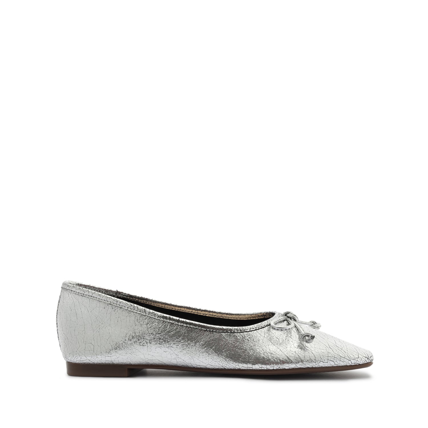 Arissa Flats FALL 23 5 Silver Metallic Crackled Leather - Schutz Shoes