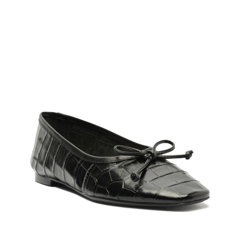 Arissa Crocodile-Embossed Leather Flat Flats Fall 23    - Schutz Shoes