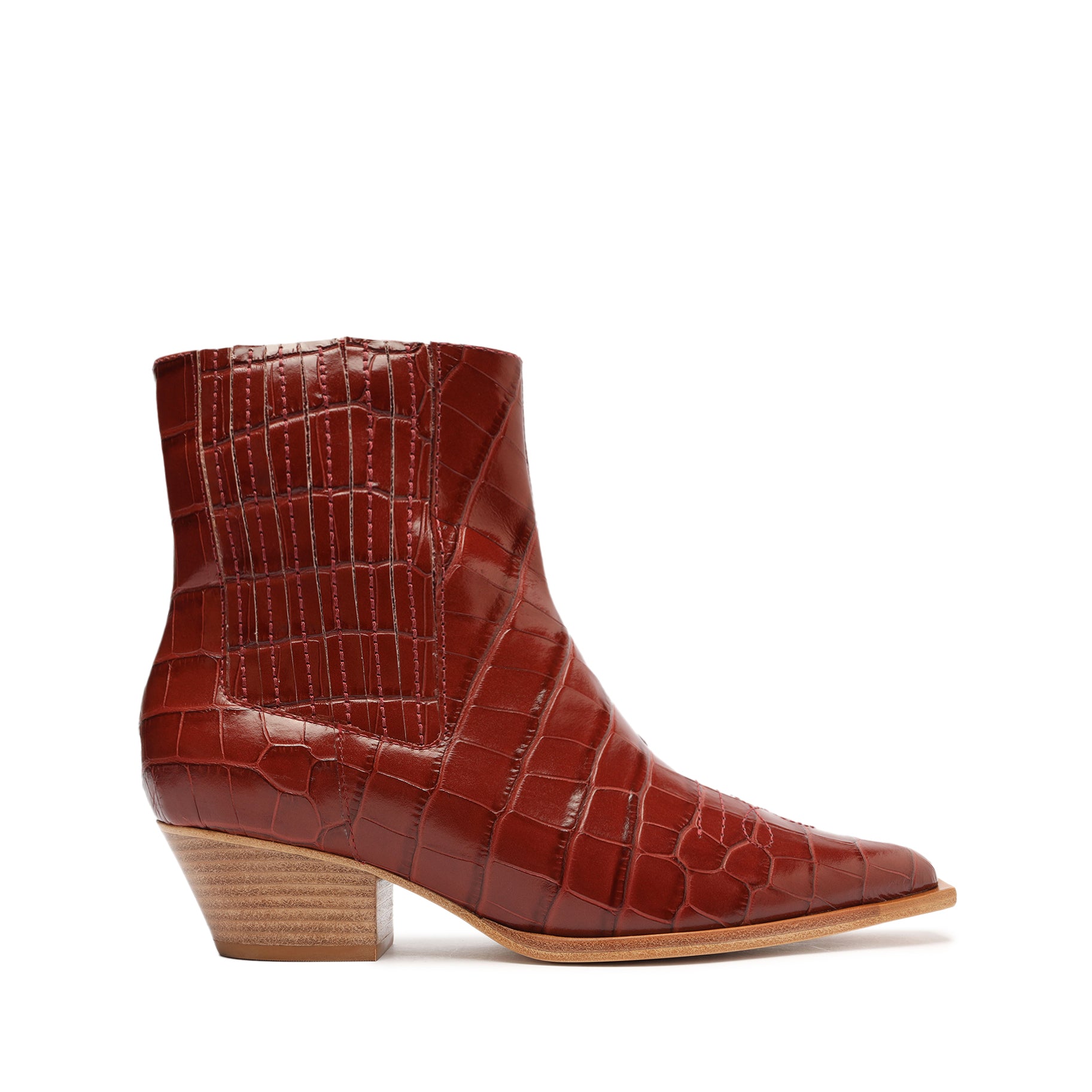 Briani Crocodile Embossed Leather Bootie – SCHUTZ
