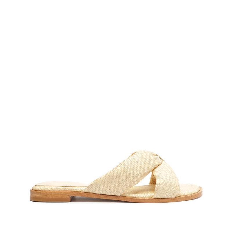 Fairy Casual Leather Sandal Flats Open Stock 5 Eggshell Straw & Nappa Leather - Schutz Shoes