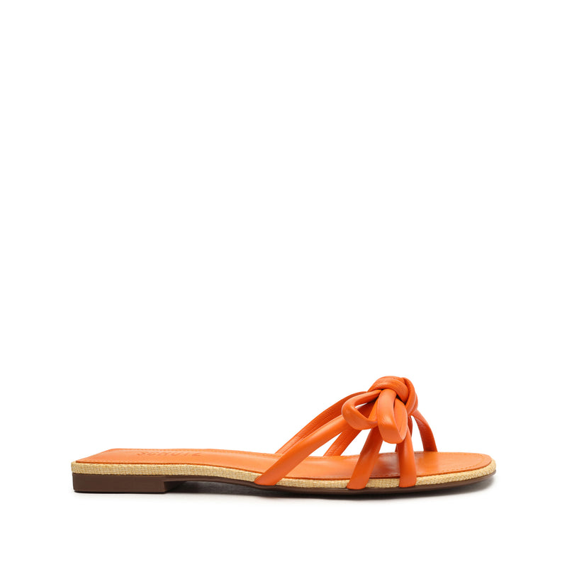 Blossom Sandal Flats Resort 23 5 Bright Tangerine Faux Leather - Schutz Shoes