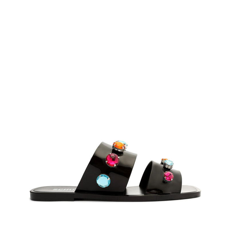 Lizzie Crystal PVC Sandal Flats OLD 6 Black PVC - Schutz Shoes