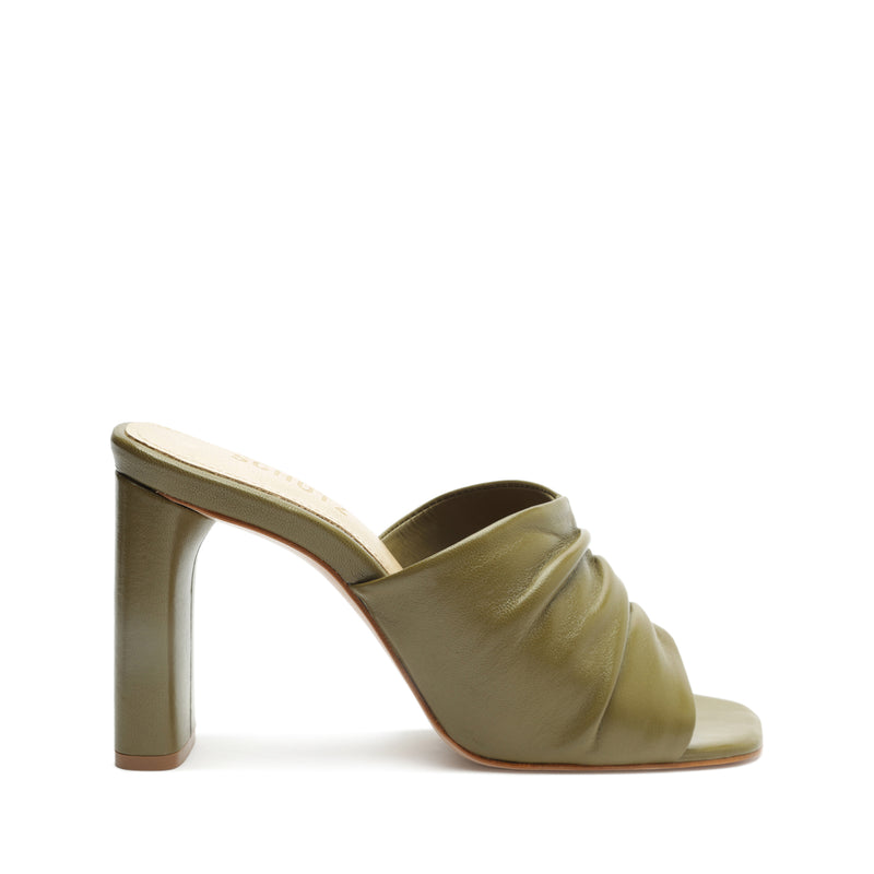 Mallory Leather Sandal Sandals Fall 23 5 Moss Green Nappa Leather - Schutz Shoes