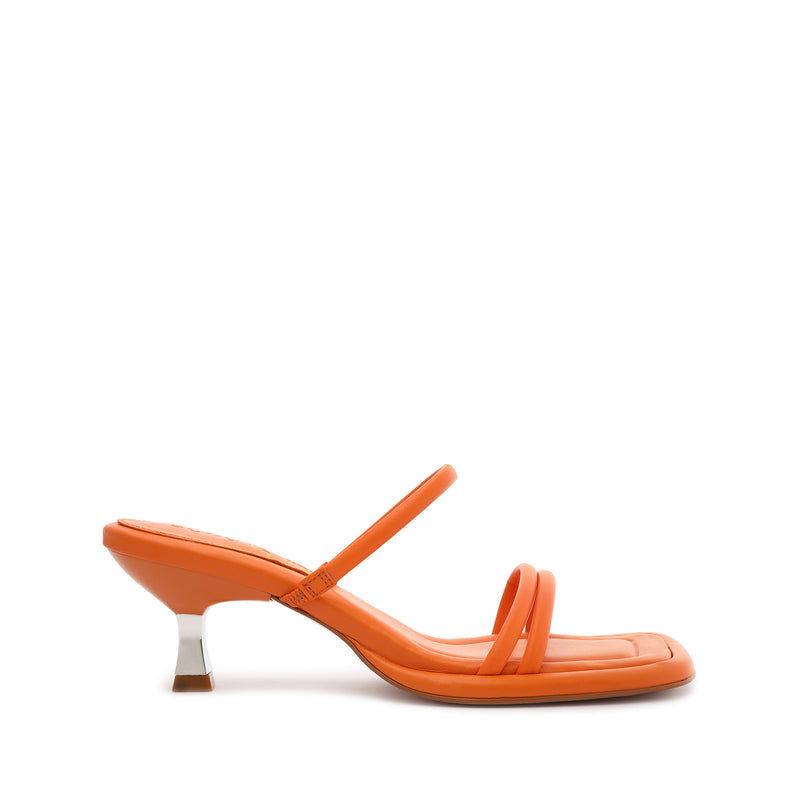 Agatha Mid Sandal Sandals Open Stock 5 Bright Tangerine Leather - Schutz Shoes