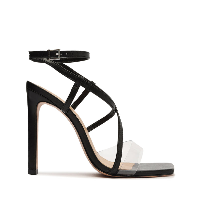 Aisha Leather & Vinyl Sandal Sandals Fall 22 5 Black Nappa Leather & Vinyl - Schutz Shoes