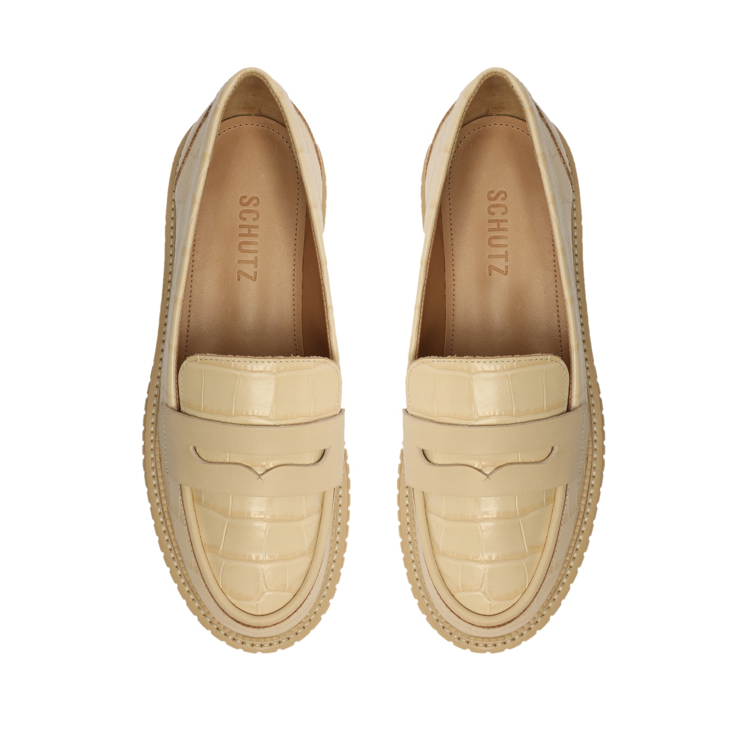 Viola Crocodile-Embossed Leather Flat Flats Fall 22    - Schutz Shoes