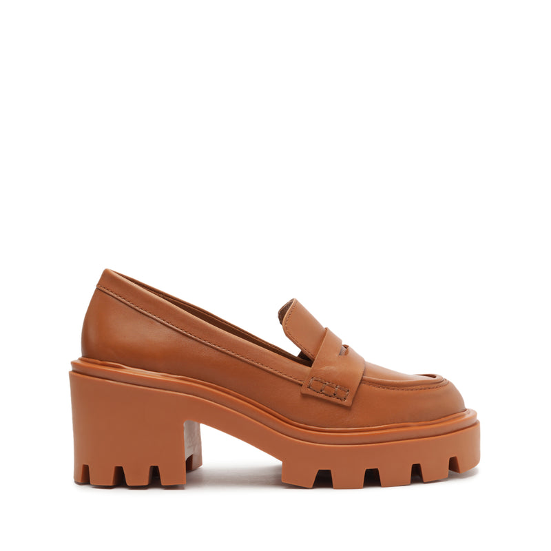 Viola Tractor Leather Flat Flats Pre Fall 23 5 Honey Peach Leather - Schutz Shoes