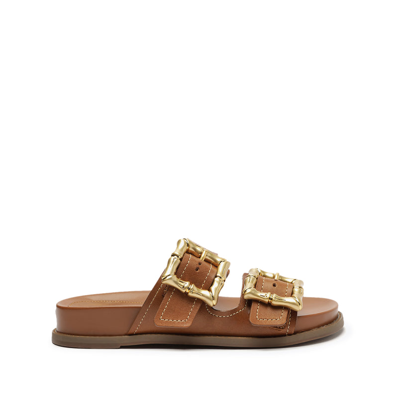Enola Sporty Leather Sandal Flats SPRING 24 5 New Wood Leather - Schutz Shoes