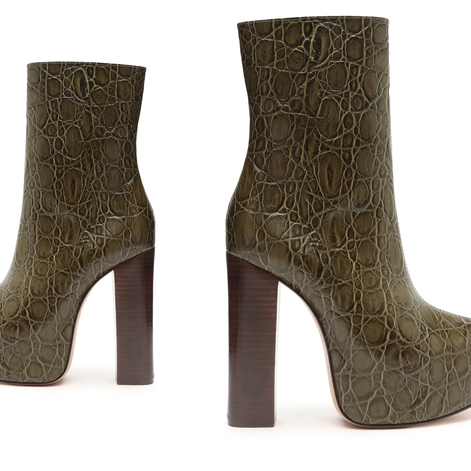 Leighton Crocodile-Embossed Leather Bootie Booties Fall 22    - Schutz Shoes