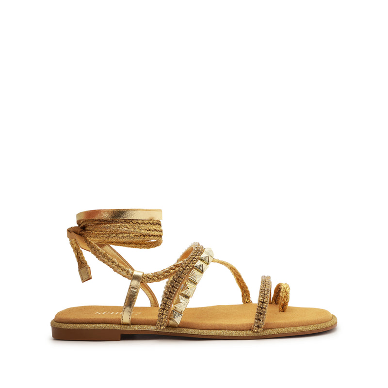 Summer Nappa Leather Sandal Flats Spring 23 5 Gold Nappa Leather - Schutz Shoes