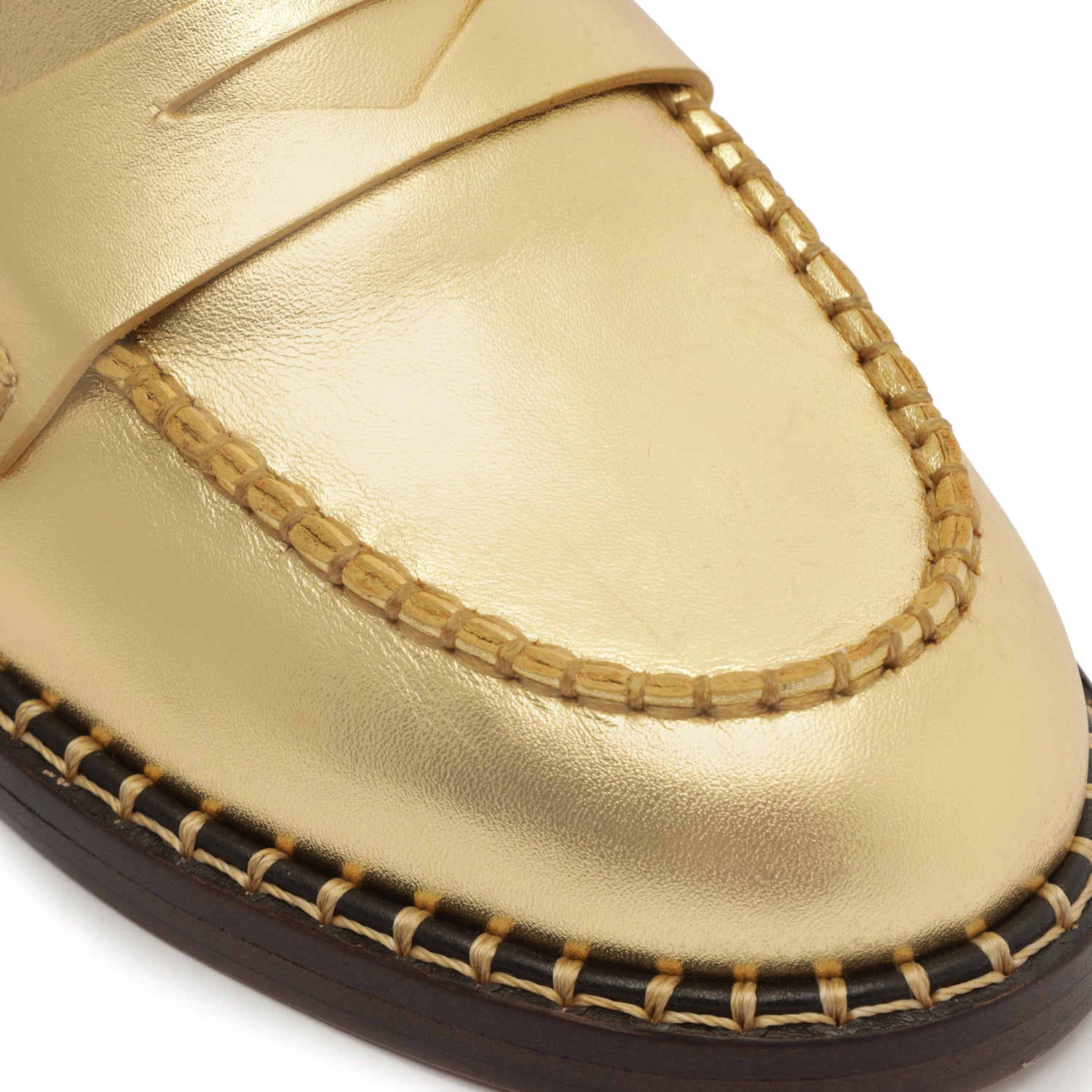 Christie Metallic Leather Flat Flats Open Stock    - Schutz Shoes